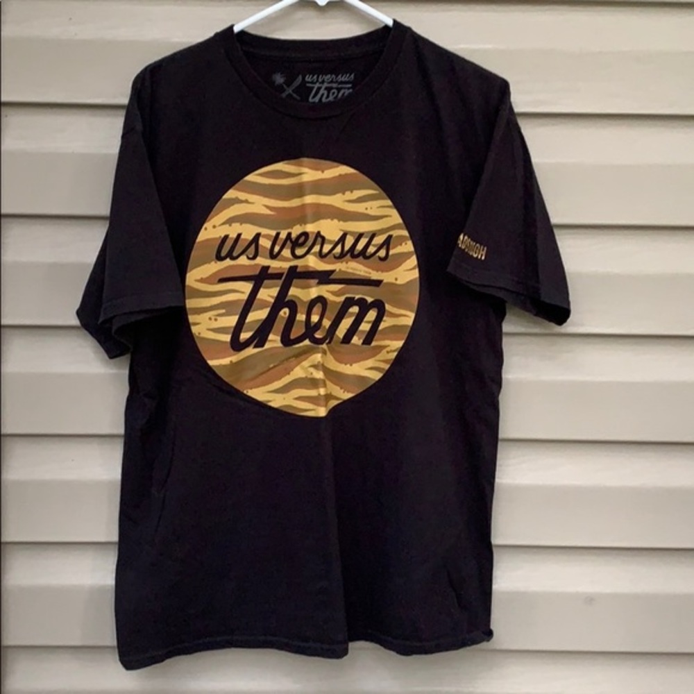 Us Versus Them men’s black&gold tee shirt $5/25